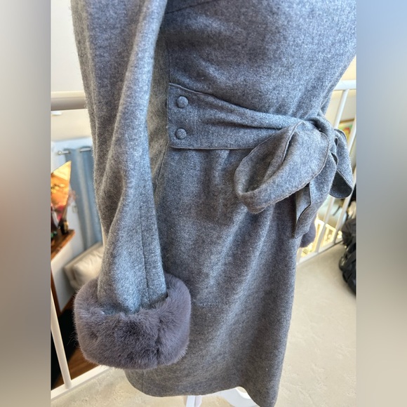 PROPORTION BODY DRESSING Dress gray Japan Faux Fur Cuff Winter Sexy Kawaii Wool - Picture 2 of 6